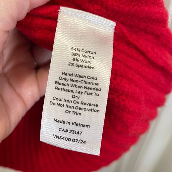 Talbots Jewel Button Henley Pullover Sweater Red Ribbed Wool Blend Cuffed NWT L - Picture 5 of 6